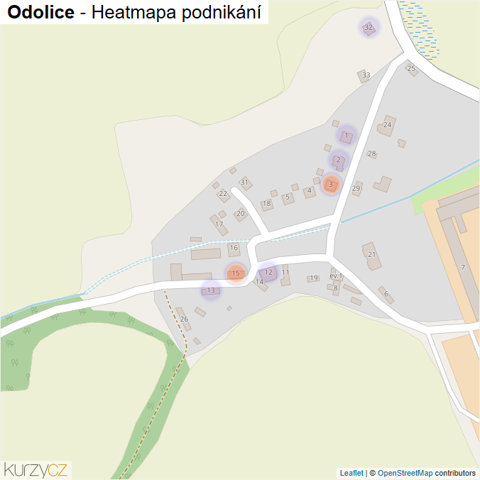 Mapa Odolice - Firmy v části obce.