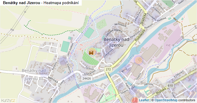 Benátky nad Jizerou - mapa podnikání