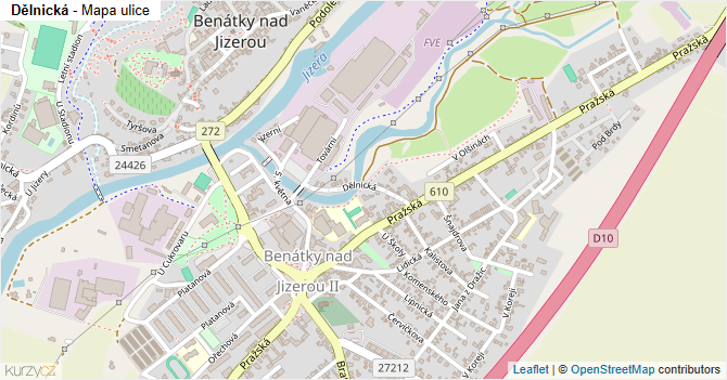 Dělnická - mapa ulice