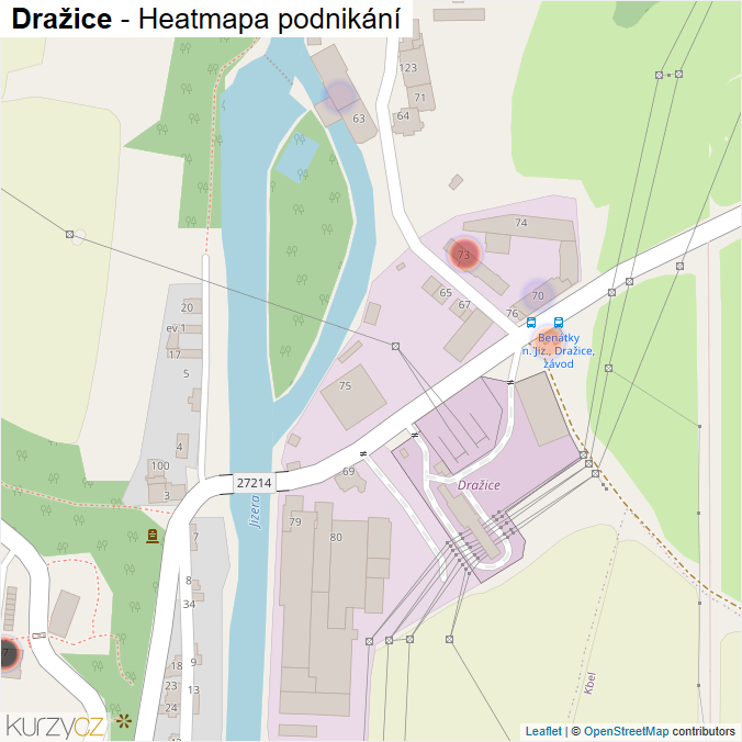 Mapa Dražice - Firmy v části obce.