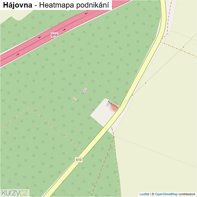 Mapa Hájovna - Firmy v ulici.