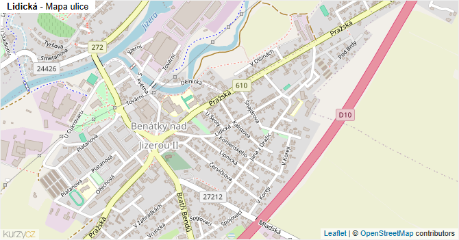 Lidická - mapa ulice