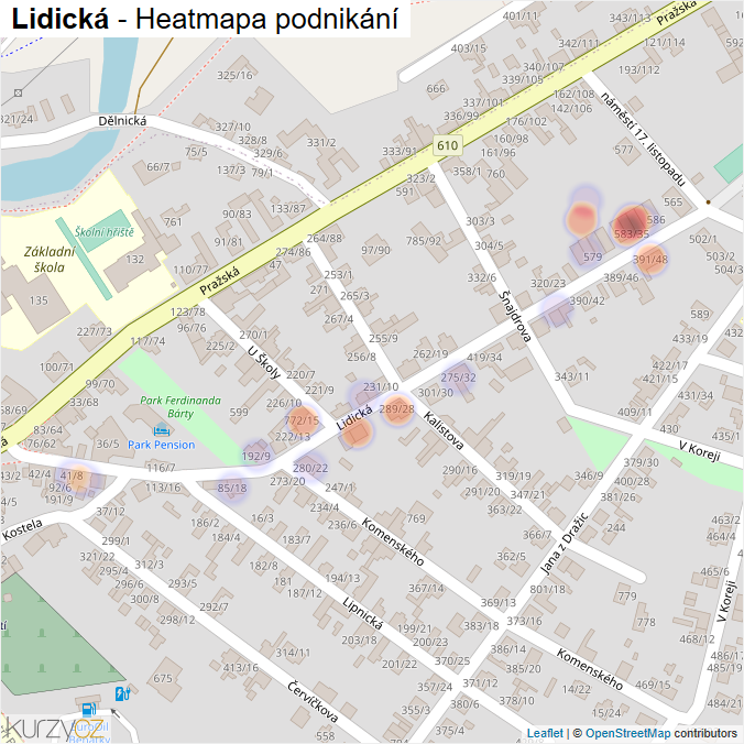 Mapa Lidická - Firmy v ulici.