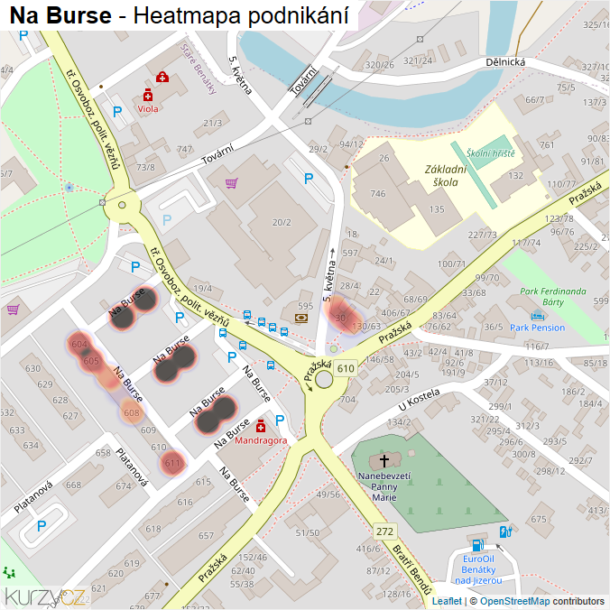 Mapa Na Burse - Firmy v ulici.