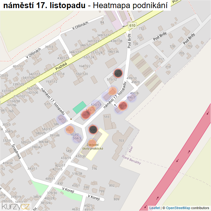 Mapa náměstí 17. listopadu - Firmy v ulici.