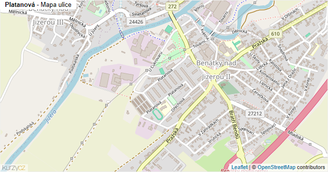 Platanová - mapa ulice