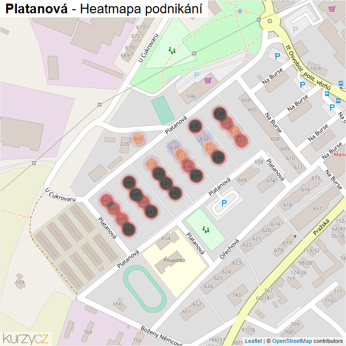 Mapa Platanová - Firmy v ulici.