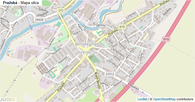 Pražská - mapa ulice