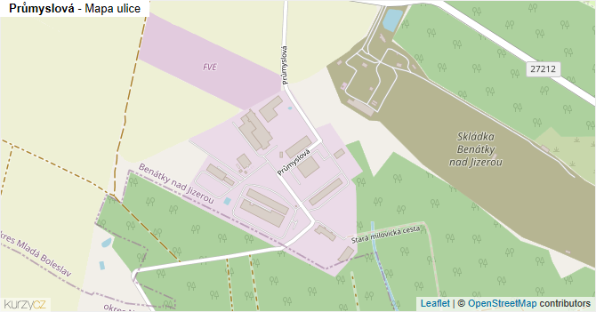 Průmyslová - mapa ulice