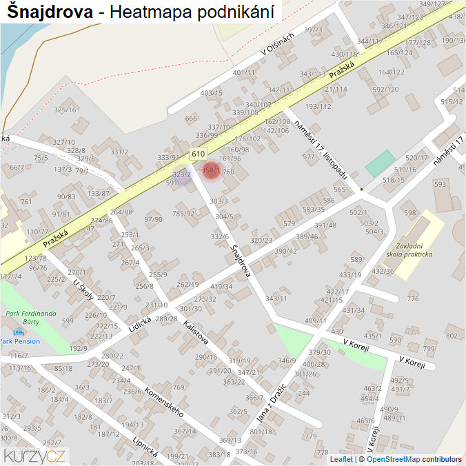 Mapa Šnajdrova - Firmy v ulici.