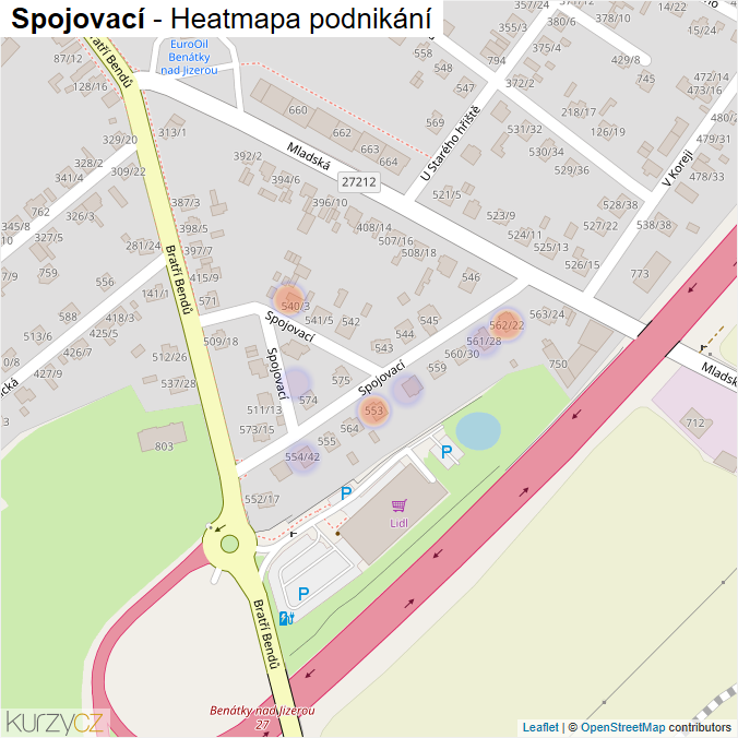 Mapa Spojovací - Firmy v ulici.