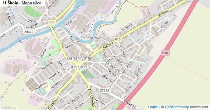 U Školy - mapa ulice