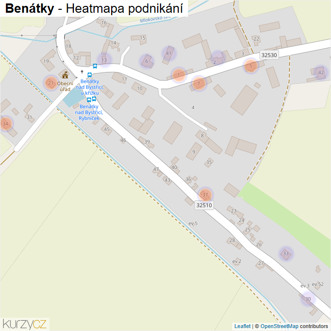 Mapa Benátky - Firmy v části obce.