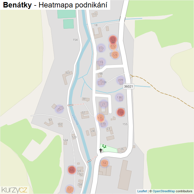 Mapa Benátky - Firmy v části obce.