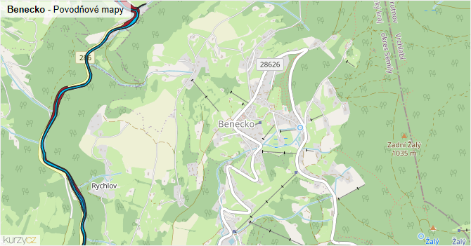 Benecko - záplavové mapy stoleté vody
