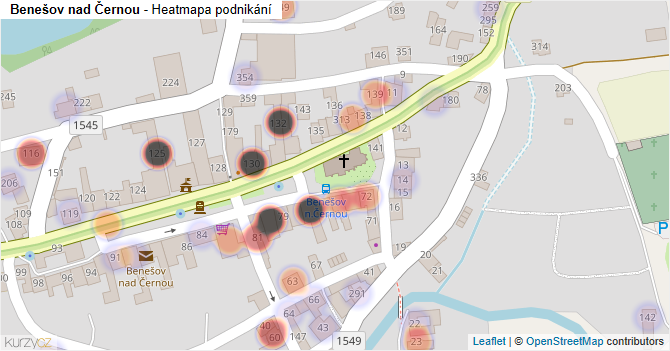 Benešov nad Černou - mapa podnikání