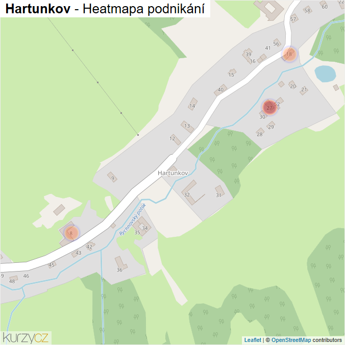 Mapa Hartunkov - Firmy v části obce.