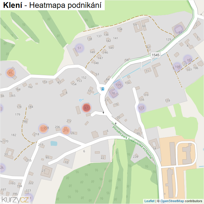 Mapa Klení - Firmy v části obce.