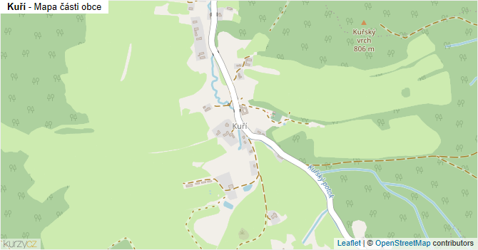 Kuří - mapa části obce