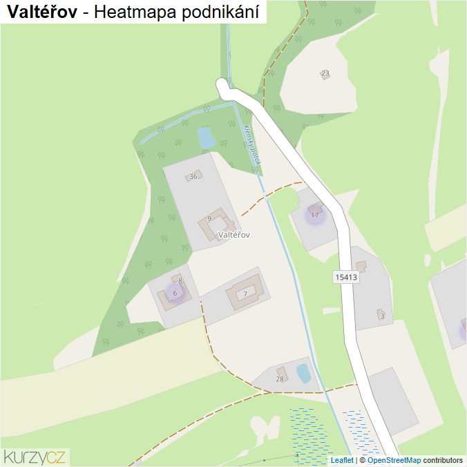 Mapa Valtéřov - Firmy v části obce.