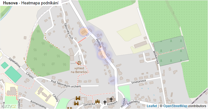Husova - mapa podnikání