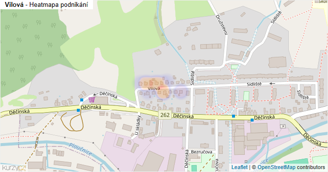 Vilová - mapa podnikání