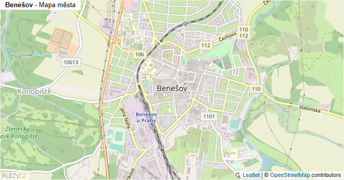 Benešov - mapa města