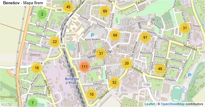 Benešov - mapa firem