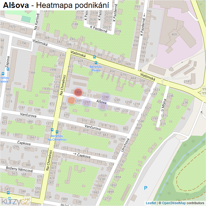 Mapa Alšova - Firmy v ulici.