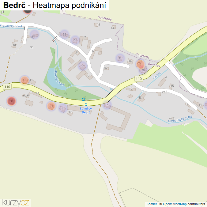 Mapa Bedrč - Firmy v části obce.