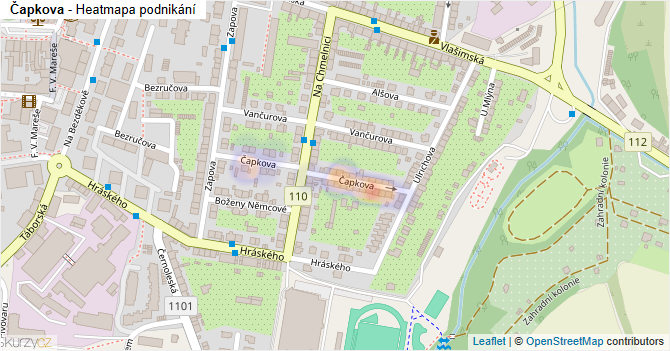 Čapkova - mapa podnikání