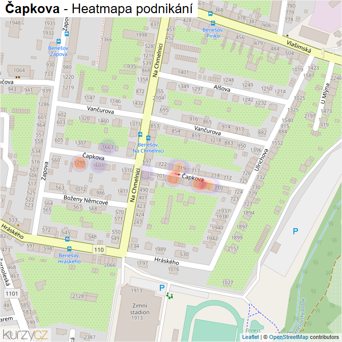Mapa Čapkova - Firmy v ulici.