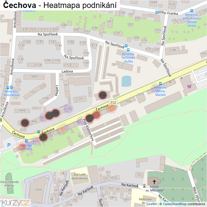 Mapa Čechova - Firmy v ulici.