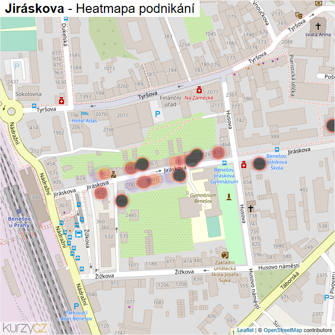 Mapa Jiráskova - Firmy v ulici.