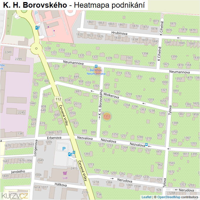 Mapa K. H. Borovského - Firmy v ulici.