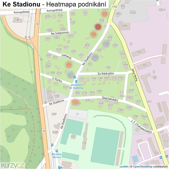 Mapa Ke Stadionu - Firmy v ulici.