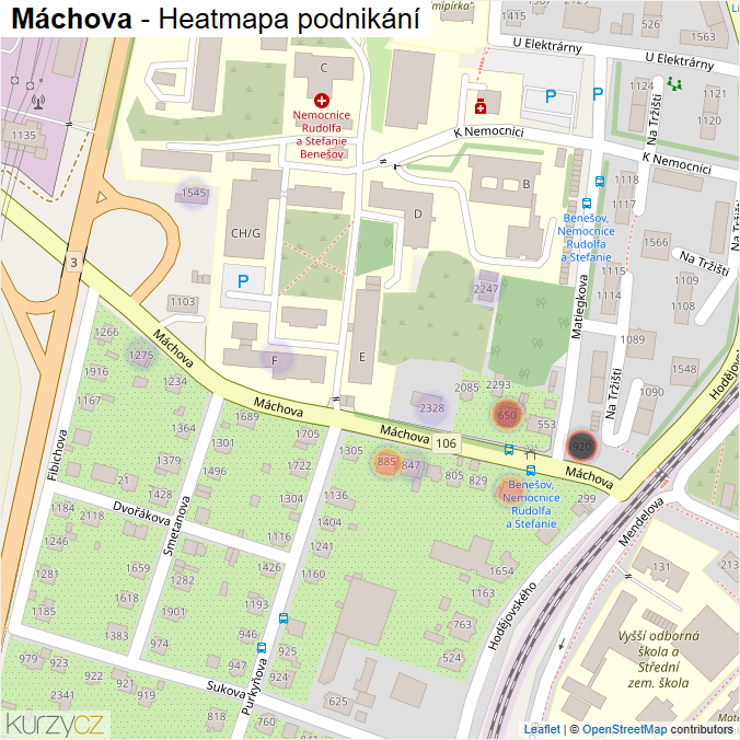 Mapa Máchova - Firmy v ulici.
