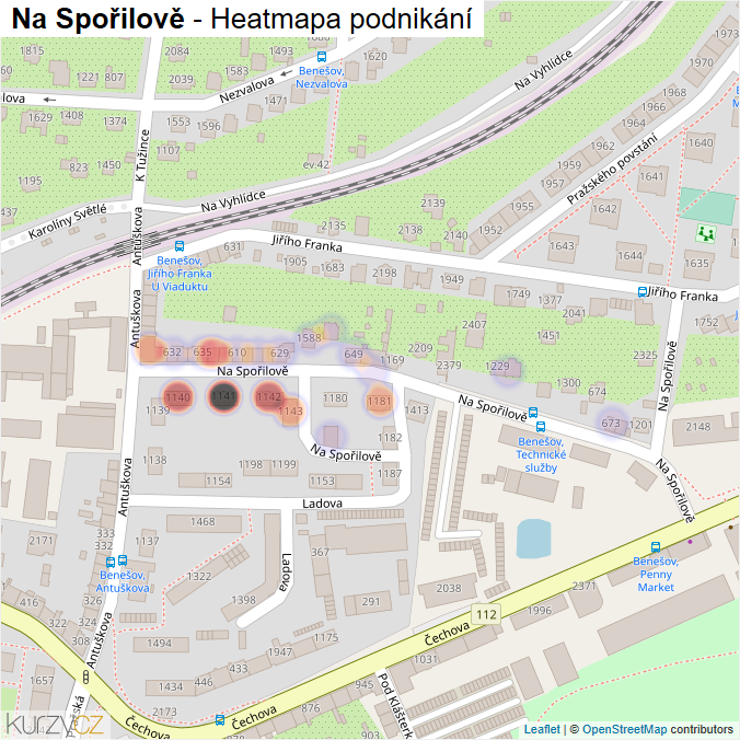 Mapa Na Spořilově - Firmy v ulici.