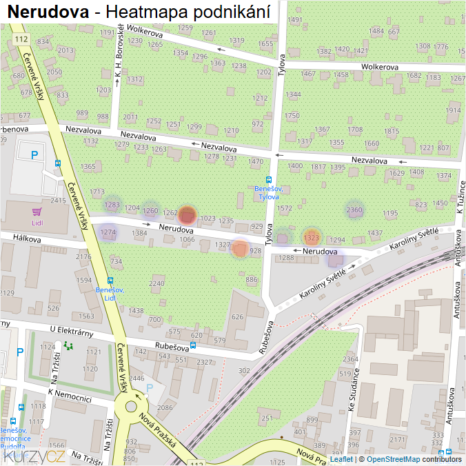 Mapa Nerudova - Firmy v ulici.