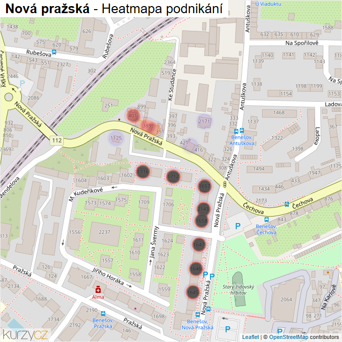 Mapa Nová pražská - Firmy v ulici.