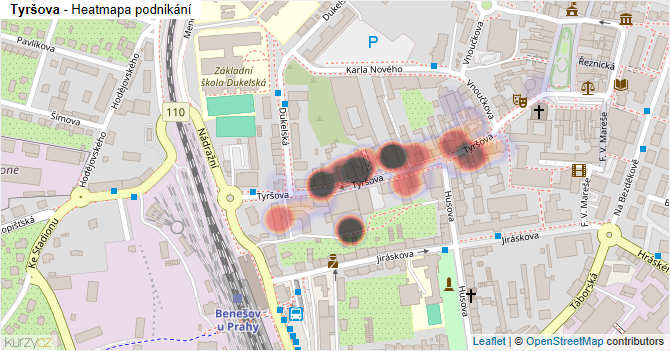Tyršova - mapa podnikání