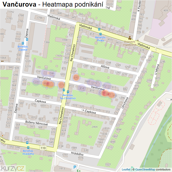 Mapa Vančurova - Firmy v ulici.