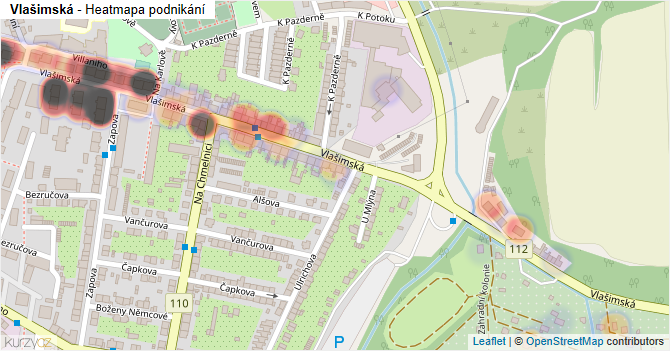 Vlašimská - mapa podnikání
