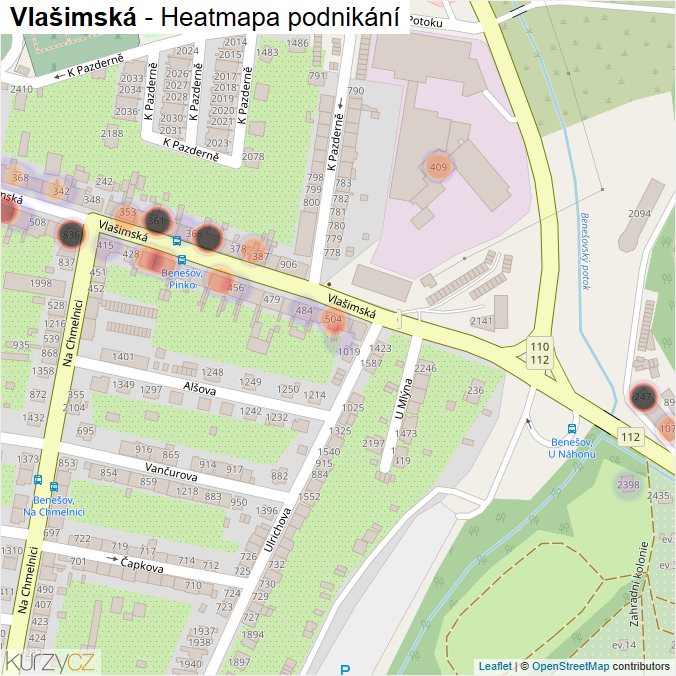 Mapa Vlašimská - Firmy v ulici.