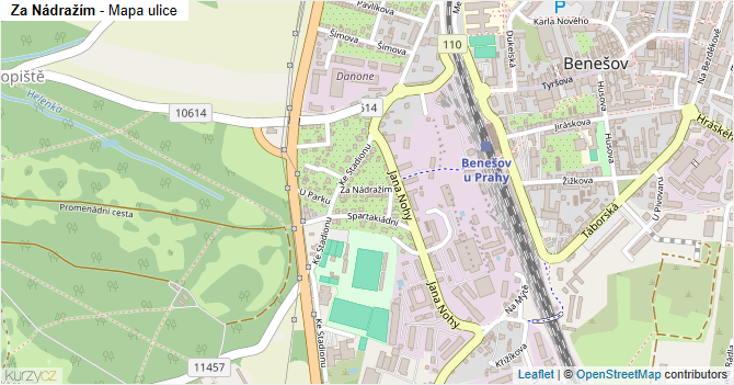 Za Nádražím - mapa ulice