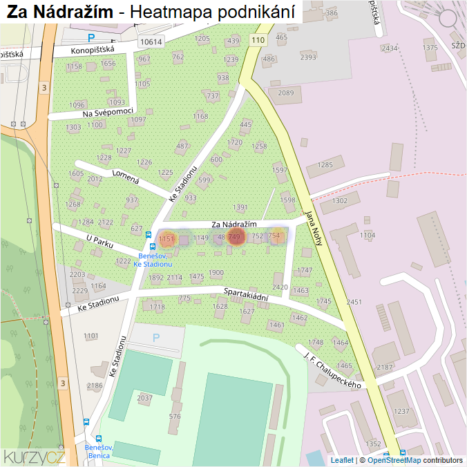 Mapa Za Nádražím - Firmy v ulici.