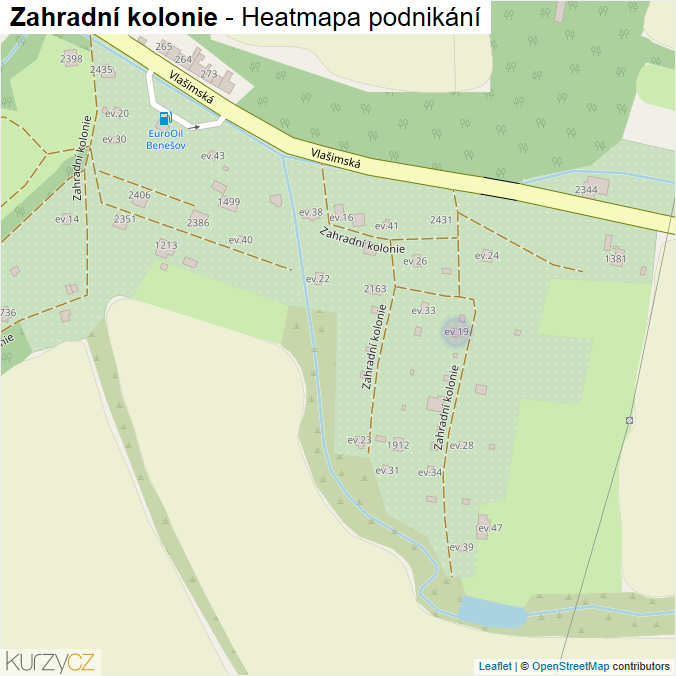 Mapa Zahradní kolonie - Firmy v ulici.