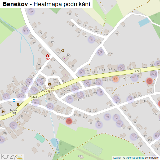 Mapa Benešov - Firmy v části obce.