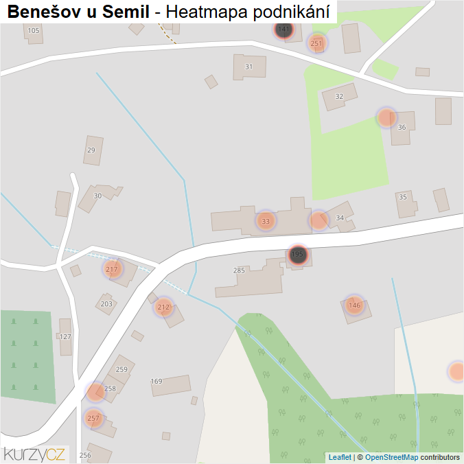 Mapa Benešov u Semil - Firmy v obci.