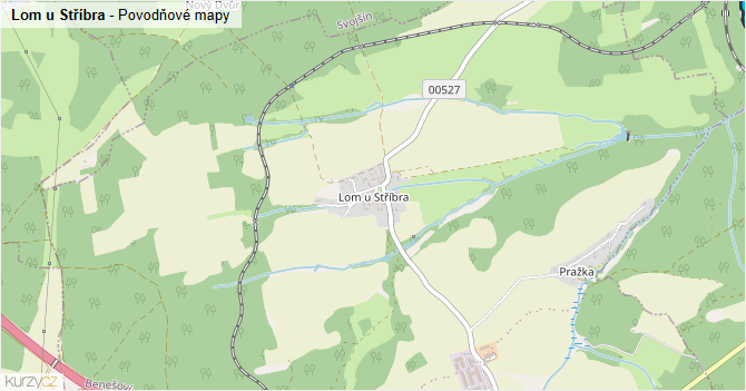 Lom u Stříbra - záplavové mapy stoleté vody